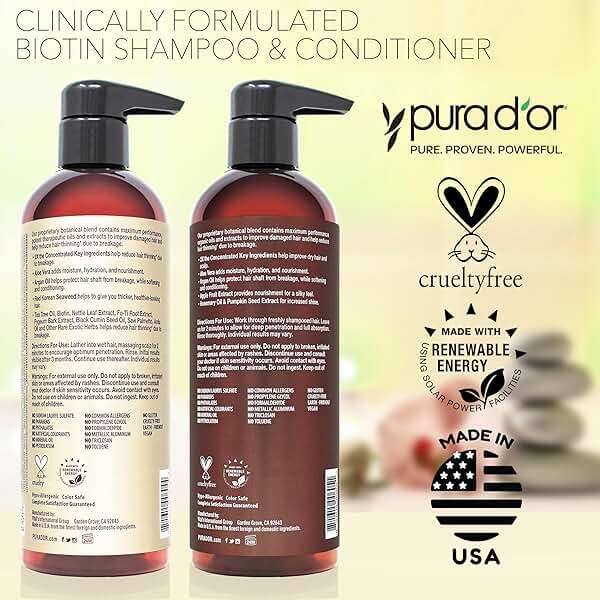 PURA D'OR Clinically Formulated Biotin Shampoo & Hair Regrowth Conditioner For Hair Thinning - 2X Concentrated Proprietary Thickening Blend For Women & Men, Sulfate Free, Botanical Zen Scent,16oz x2 - Image 7