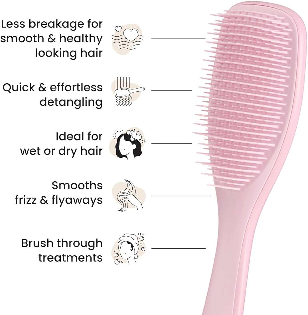 Tangle Teezer Ultimate Detangler Brush for Wet & Dry Hair, Eliminates Knots & Reduces Breakage for Straight to Wavy Hair Types, Millennial Pink - Image 4