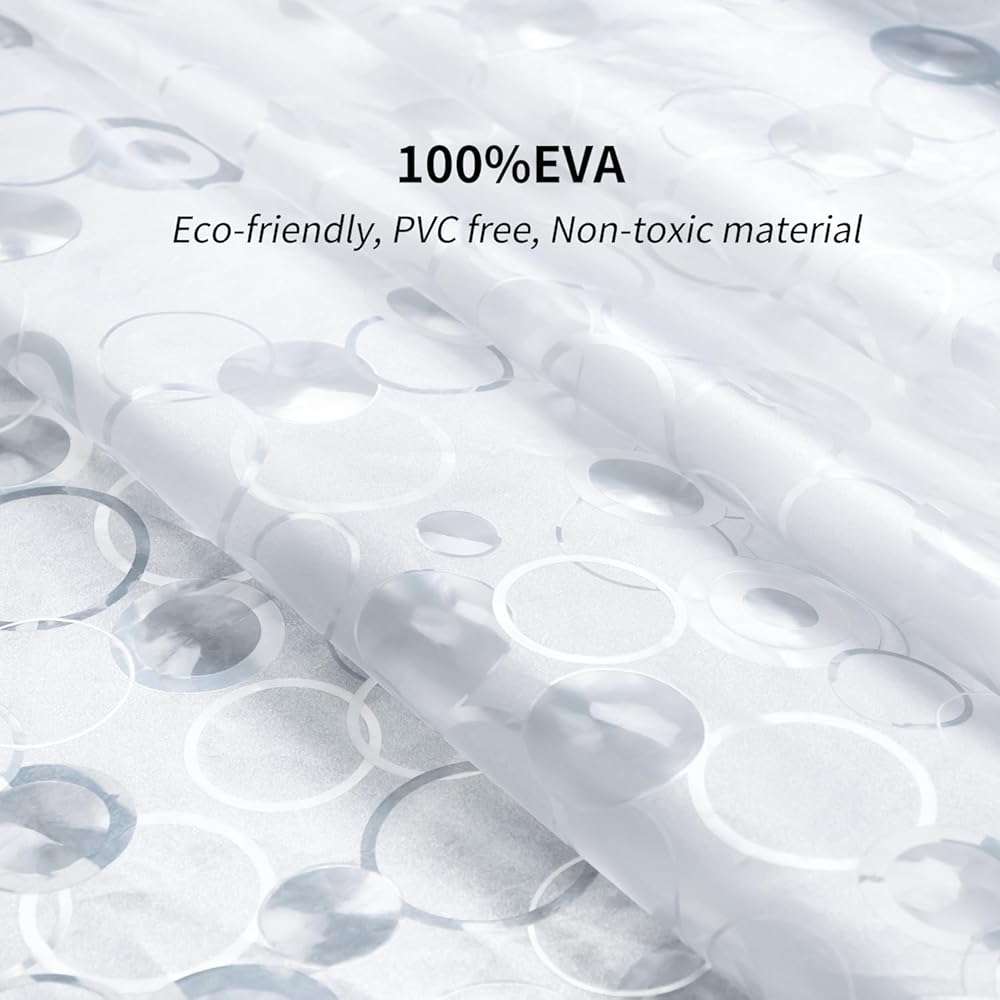 WELTRXE EVA 8G Bathroom Shower Curtain Liner, 72x72 Inch 3D Frosted Bubble Heavy Duty Waterproof Shower Curtain Liner with Magnets Thick Plastic Shower Curtains, 12 Hooks - Image 2