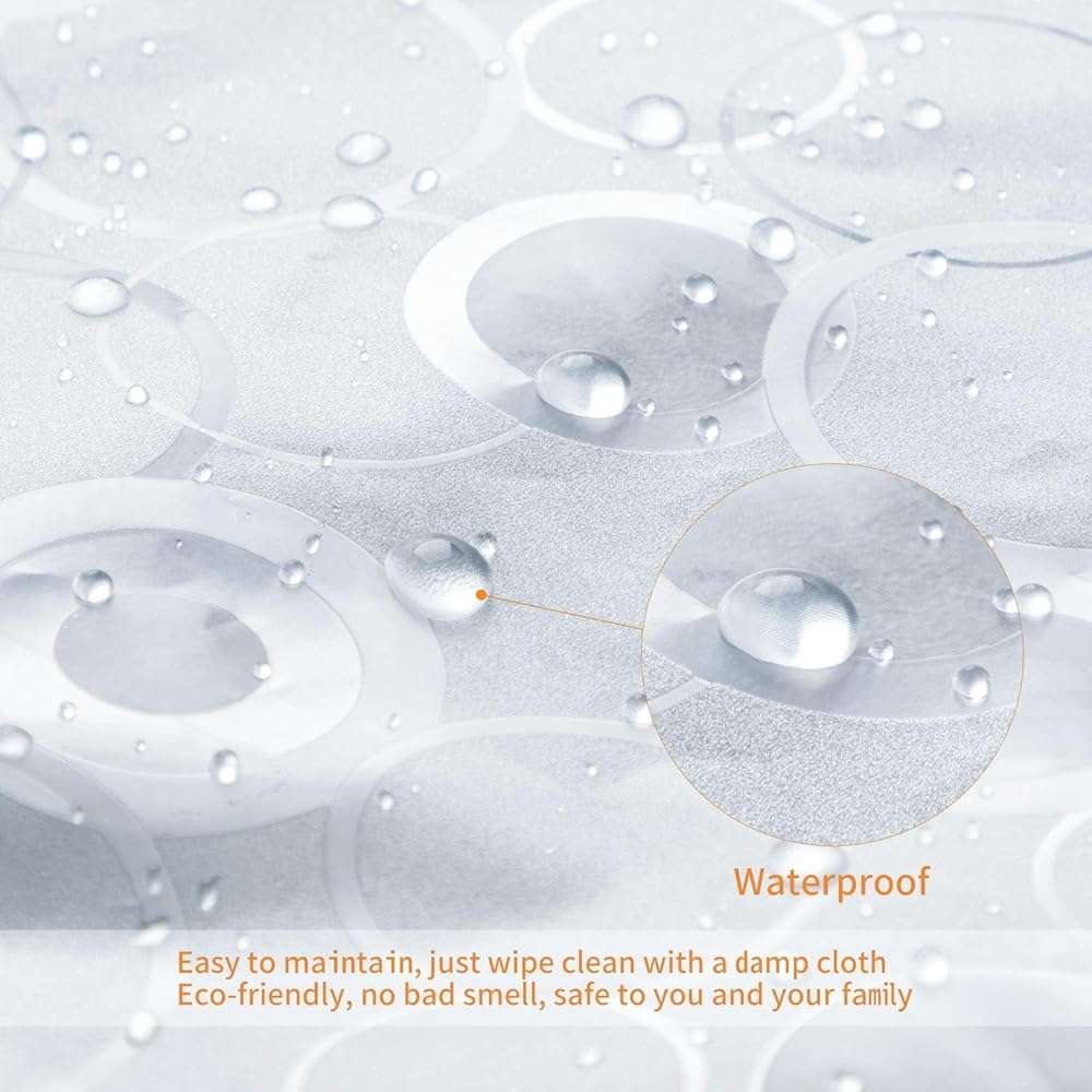 WELTRXE EVA 8G Bathroom Shower Curtain Liner, 72x72 Inch 3D Frosted Bubble Heavy Duty Waterproof Shower Curtain Liner with Magnets Thick Plastic Shower Curtains, 12 Hooks - Image 3