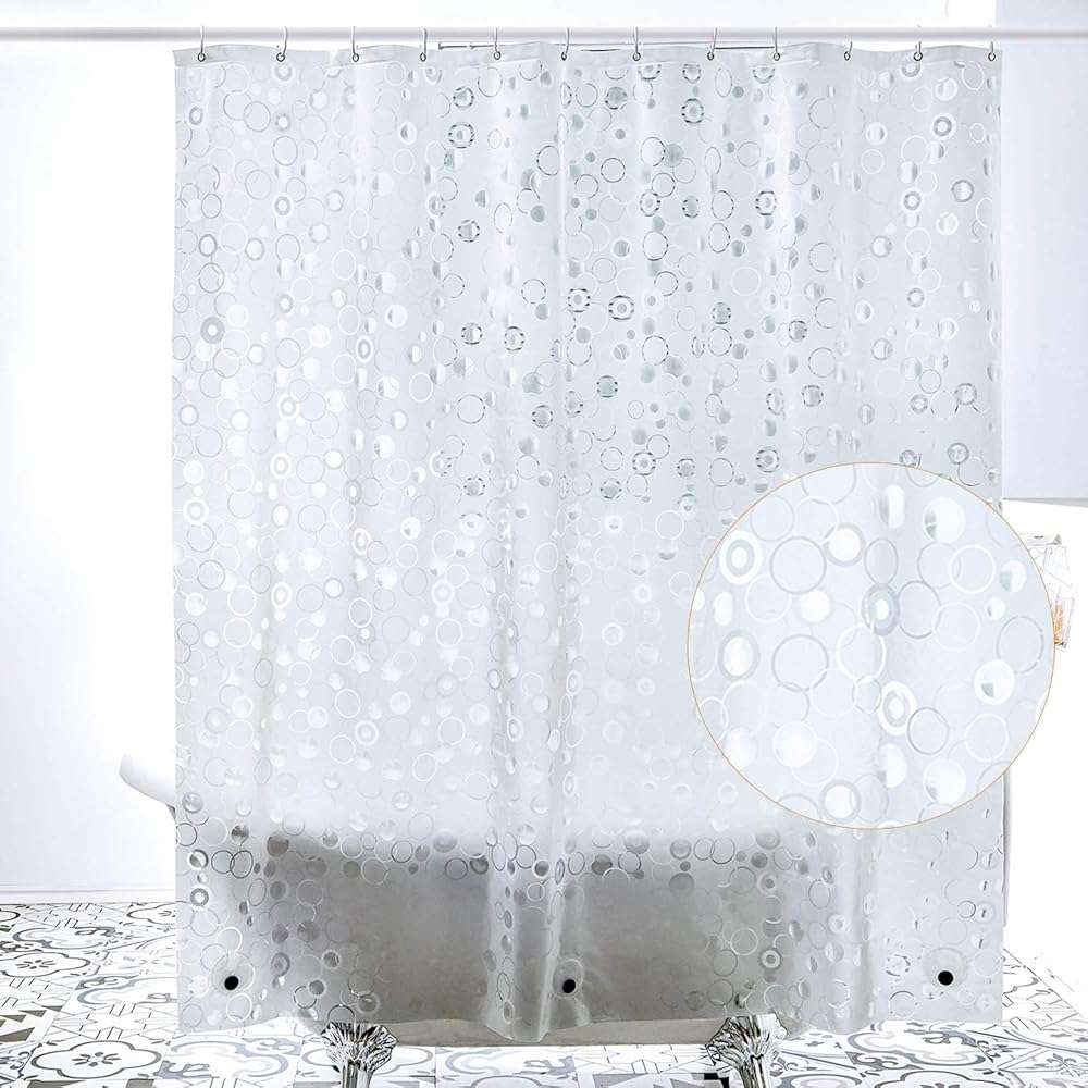 WELTRXE EVA 8G Bathroom Shower Curtain Liner, 72x72 Inch 3D Frosted Bubble Heavy Duty Waterproof Shower Curtain Liner with Magnets Thick Plastic Shower Curtains, 12 Hooks - Image 7