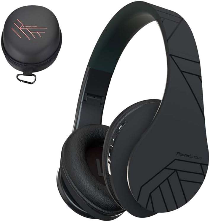 PowerLocus Bluetooth Over-Ear Headphones, Wireless Stereo Foldable Headphones Wireless and Wired Headsets with Built-in Mic, Micro SD/TF, FM for iPhone/Samsung/iPad/PC (Black) - Image 1