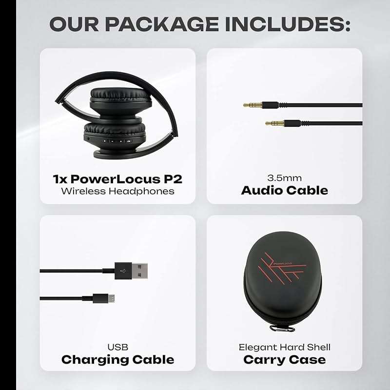 PowerLocus Bluetooth Over-Ear Headphones, Wireless Stereo Foldable Headphones Wireless and Wired Headsets with Built-in Mic, Micro SD/TF, FM for iPhone/Samsung/iPad/PC (Black) - Image 8