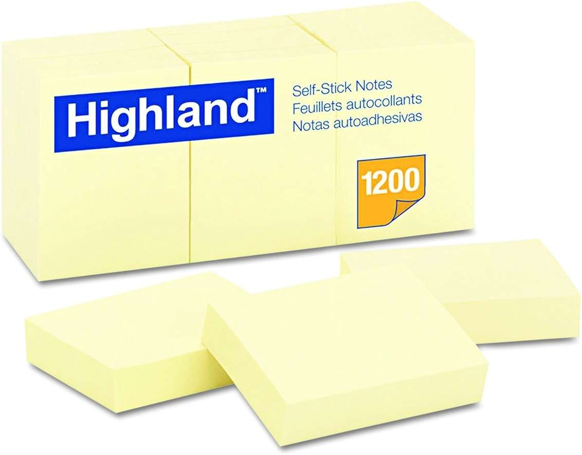 Highland 6539YW Self-Stick Notes, 1 1/2 x 2, Yellow, 100-Sheet (Pack of 36) - Image 2