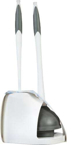 Clorox Toilet Plunger and Brush Bowl Set with Holder Caddy Storage for Cleaning Bathroom and Unclogging Toilets, White and Gray - Image 11