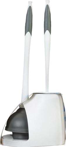Clorox Toilet Plunger and Brush Bowl Set with Holder Caddy Storage for Cleaning Bathroom and Unclogging Toilets, White and Gray - Image 12