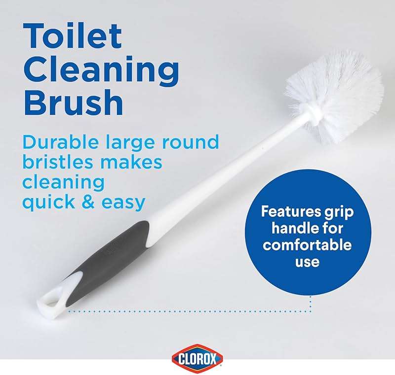Clorox Toilet Plunger and Brush Bowl Set with Holder Caddy Storage for Cleaning Bathroom and Unclogging Toilets, White and Gray - Image 7