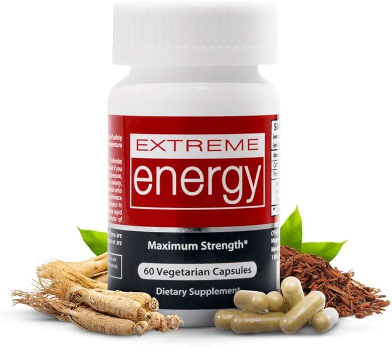 Herbal Nitro Extreme Energy Pills - 6 to 10 Hour Boost, No Crash or Jitters Maximum Strength Natural Energy Supplement for Women & Men - Fatigue, Focus & Motivation (60 Count) - Image 1