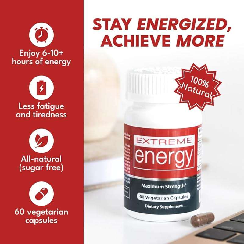 Herbal Nitro Extreme Energy Pills - 6 to 10 Hour Boost, No Crash or Jitters Maximum Strength Natural Energy Supplement for Women & Men - Fatigue, Focus & Motivation (60 Count) - Image 3