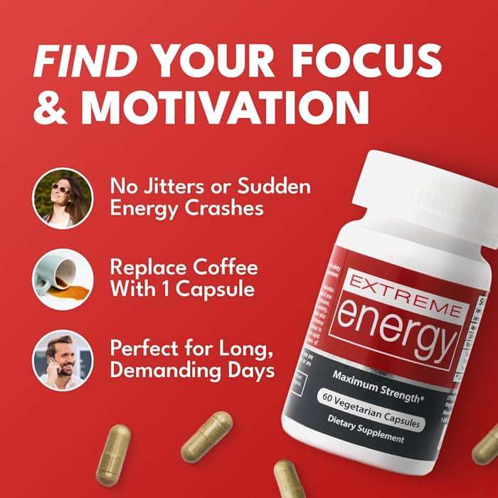 Herbal Nitro Extreme Energy Pills - 6 to 10 Hour Boost, No Crash or Jitters Maximum Strength Natural Energy Supplement for Women & Men - Fatigue, Focus & Motivation (60 Count) - Image 5
