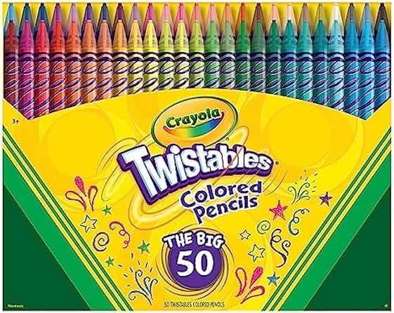 Crayola Twistables Colored Pencil Set (50ct), Cool Back to School Supplies for Kids, No Sharpen Colored Pencils for Girls & Boys, 4+ [Amazon Exclusive] - Image 1