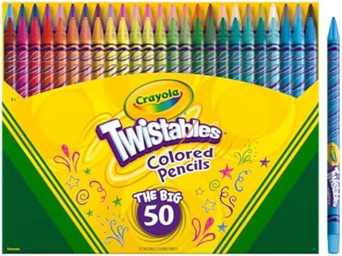 Crayola Twistables Colored Pencil Set (50ct), Cool Back to School Supplies for Kids, No Sharpen Colored Pencils for Girls & Boys, 4+ [Amazon Exclusive] - Image 3