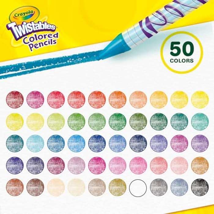 Crayola Twistables Colored Pencil Set (50ct), Cool Back to School Supplies for Kids, No Sharpen Colored Pencils for Girls & Boys, 4+ [Amazon Exclusive] - Image 5