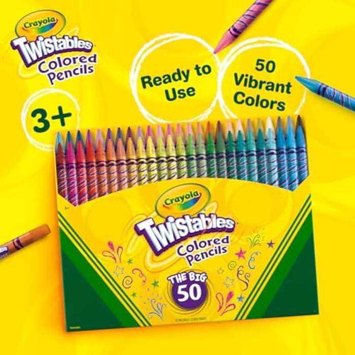 Crayola Twistables Colored Pencil Set (50ct), Cool Back to School Supplies for Kids, No Sharpen Colored Pencils for Girls & Boys, 4+ [Amazon Exclusive] - Image 6