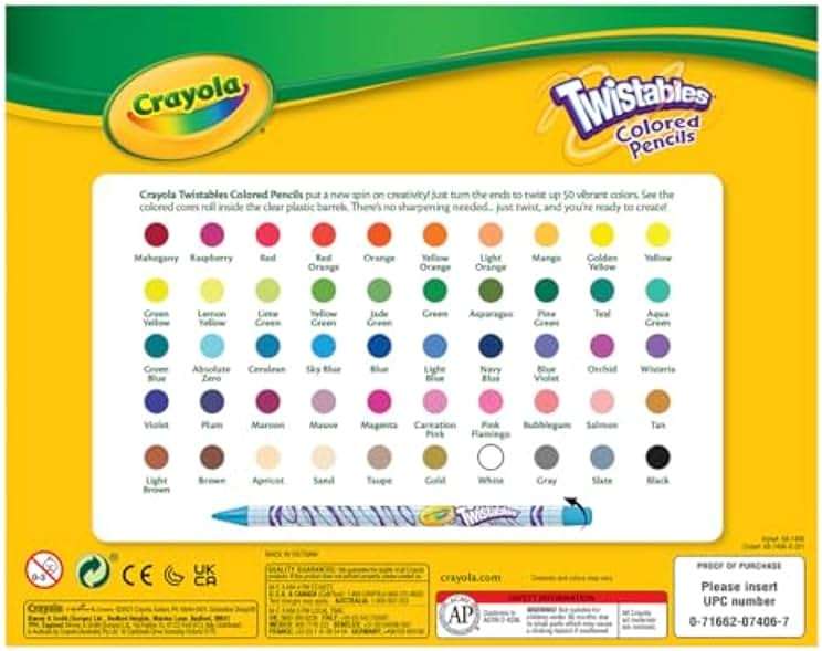 Crayola Twistables Colored Pencil Set (50ct), Cool Back to School Supplies for Kids, No Sharpen Colored Pencils for Girls & Boys, 4+ [Amazon Exclusive] - Image 7