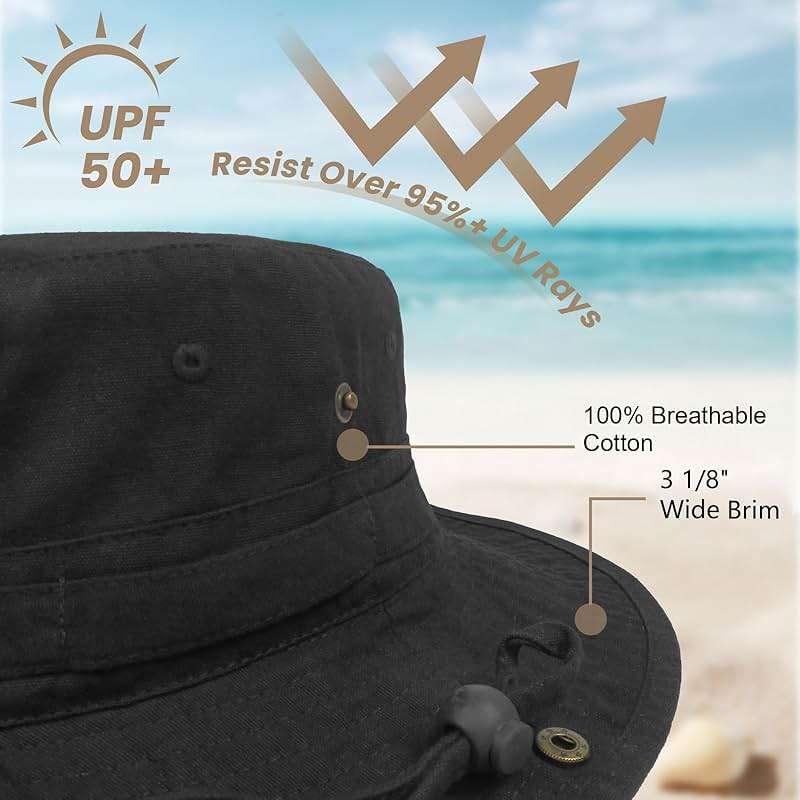 Phaiy Bucket Hat Wide Brim UV Protection Sun Hat Boonie Hats Fishing Hiking Safari Outdoor Hats for Men and Women - Image 2