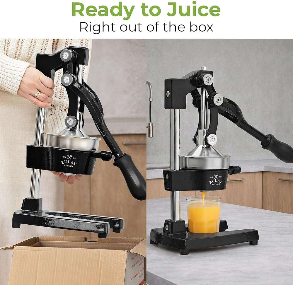 Zulay Kitchen Cast Iron Juicer - Heavy Duty Manual Juicer with Detachable Strainers for Easy Cleaning, Orange Juice Press for Citrus Fruits, Perfect for Bartenders, Juice Lovers & Health Enthusiasts - Image 3
