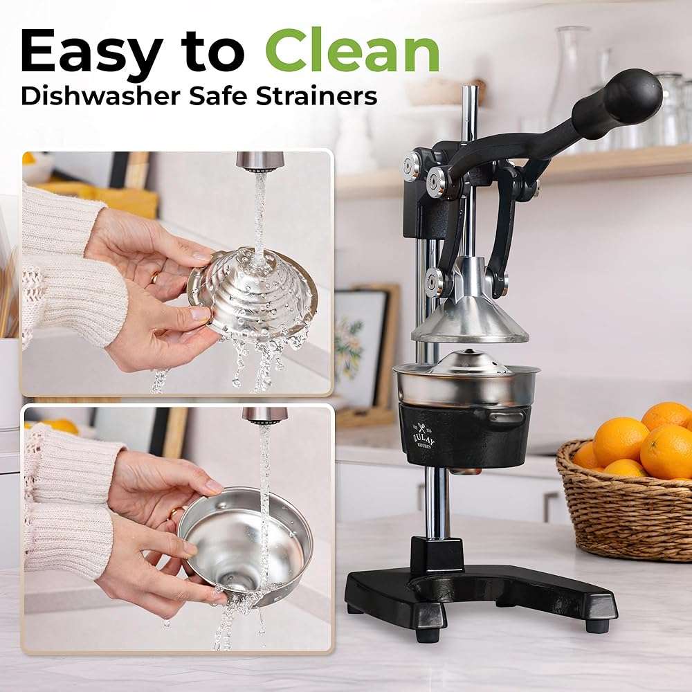 Zulay Kitchen Cast Iron Juicer - Heavy Duty Manual Juicer with Detachable Strainers for Easy Cleaning, Orange Juice Press for Citrus Fruits, Perfect for Bartenders, Juice Lovers & Health Enthusiasts - Image 5