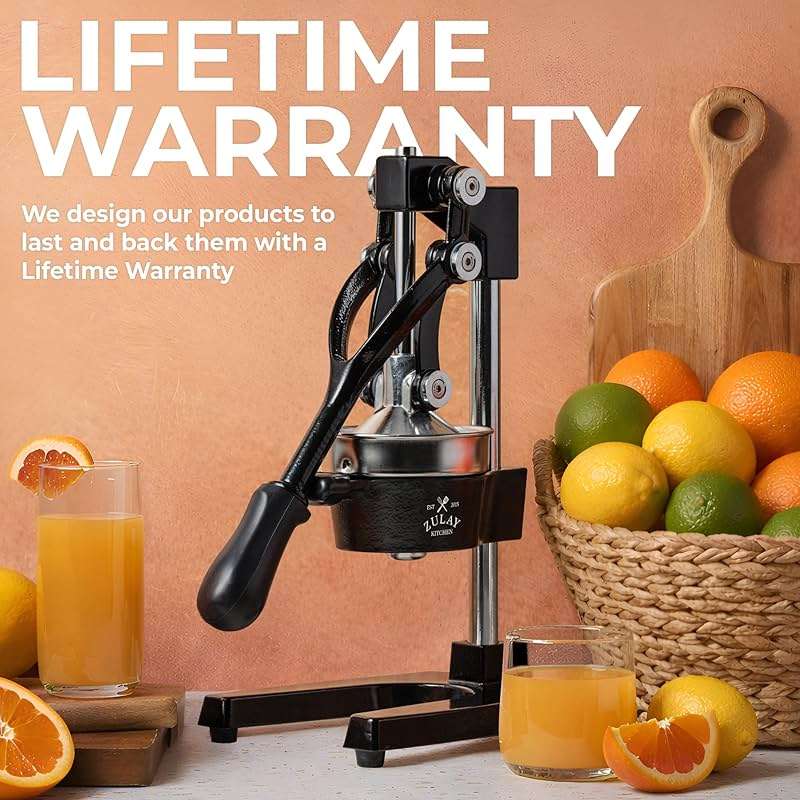 Zulay Kitchen Cast Iron Juicer - Heavy Duty Manual Juicer with Detachable Strainers for Easy Cleaning, Orange Juice Press for Citrus Fruits, Perfect for Bartenders, Juice Lovers & Health Enthusiasts - Image 6