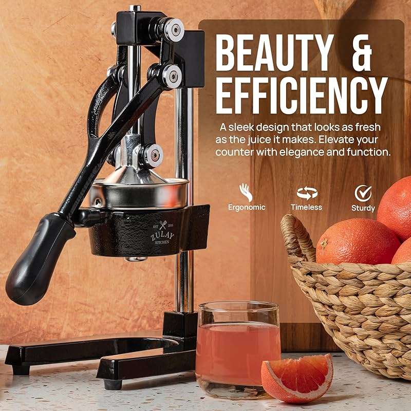 Zulay Kitchen Cast Iron Juicer - Heavy Duty Manual Juicer with Detachable Strainers for Easy Cleaning, Orange Juice Press for Citrus Fruits, Perfect for Bartenders, Juice Lovers & Health Enthusiasts - Image 8