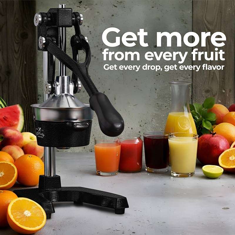 Zulay Kitchen Cast Iron Juicer - Heavy Duty Manual Juicer with Detachable Strainers for Easy Cleaning, Orange Juice Press for Citrus Fruits, Perfect for Bartenders, Juice Lovers & Health Enthusiasts - Image 9