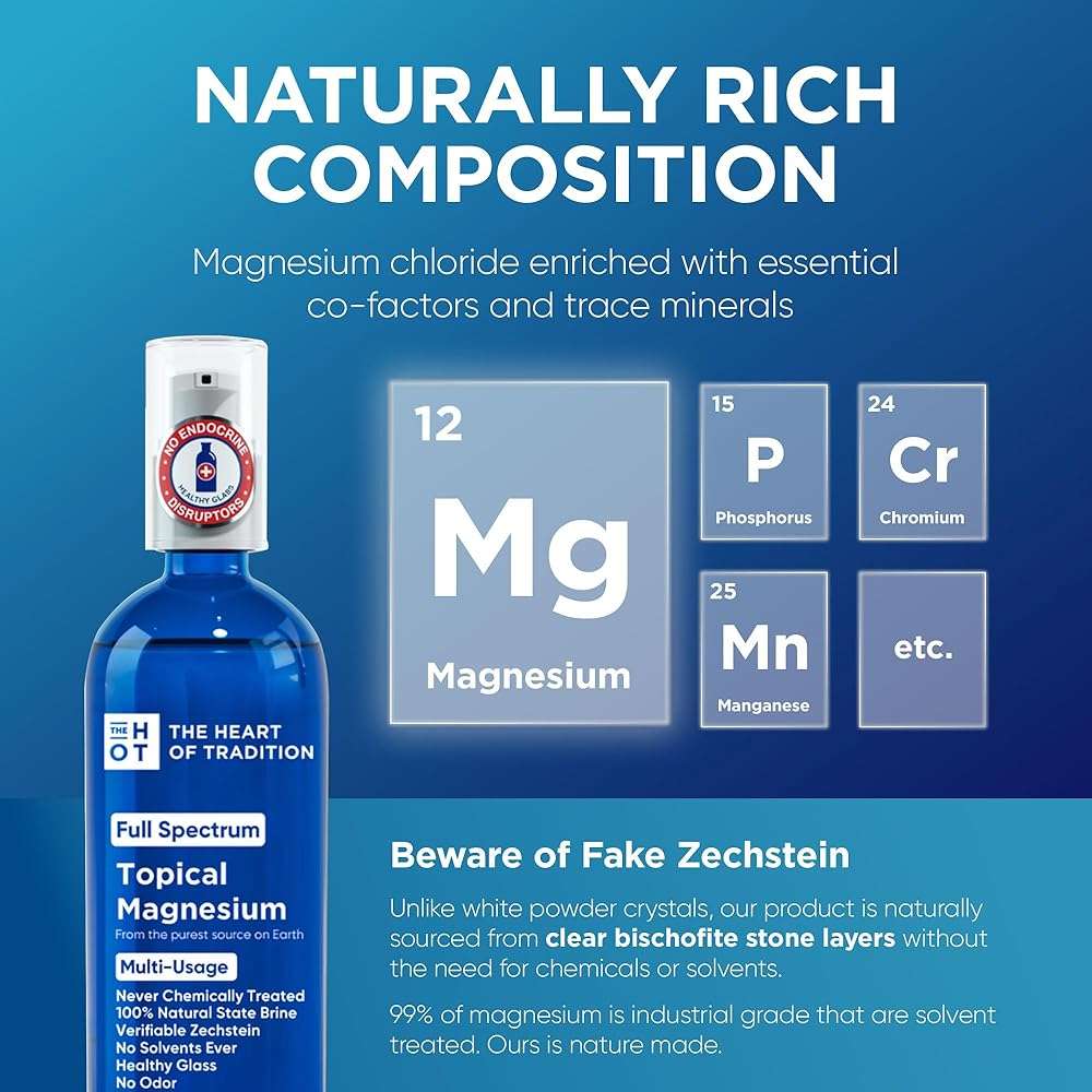 Topical Magnesium Oil Spray Glass Bottle from Ancient Zechstein Sea and Trace Mineral 7 floz - Transdermal Pure Magnesium Spray Oil for Feet, Muscle Relaxation, Leg Cramps, Sleep and Overall Health - Image 6