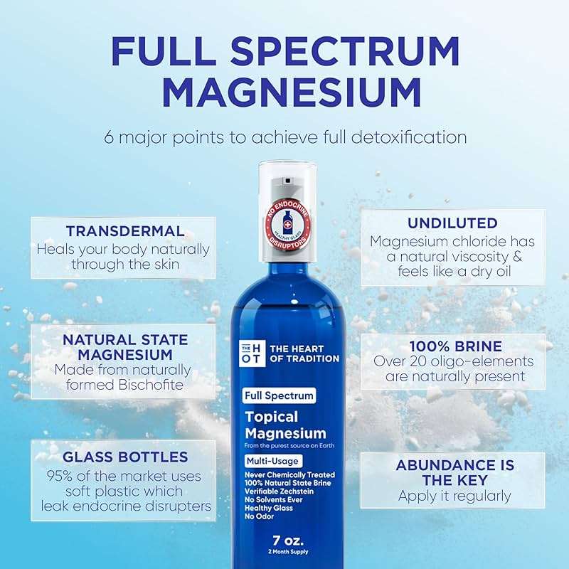 Topical Magnesium Oil Spray Glass Bottle from Ancient Zechstein Sea and Trace Mineral 7 floz - Transdermal Pure Magnesium Spray Oil for Feet, Muscle Relaxation, Leg Cramps, Sleep and Overall Health - Image 7
