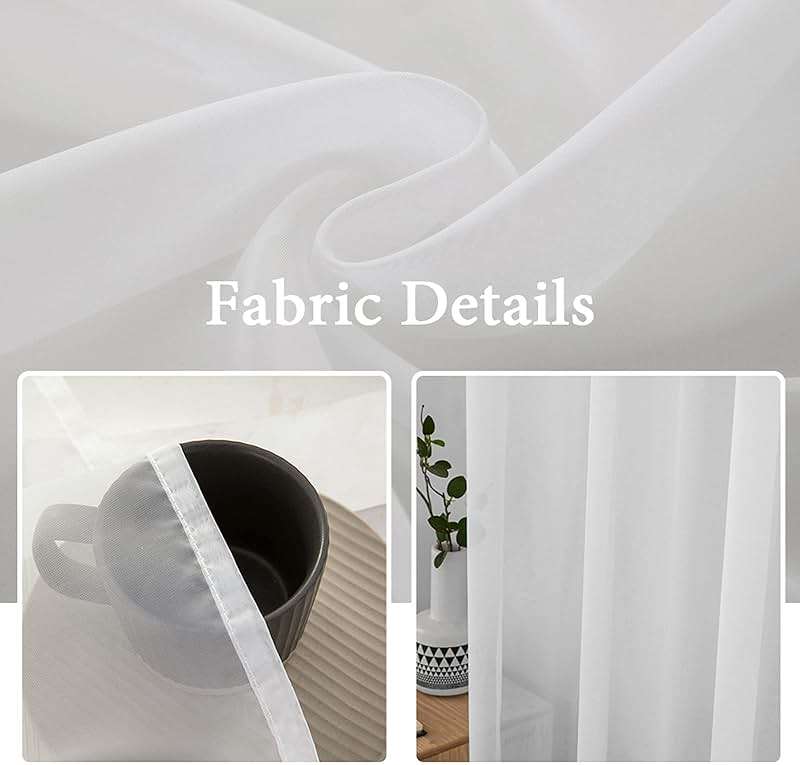 MIULEE 2 Panels Solid Color White Sheer Window Curtains Elegant Window Voile Panels/Drapes/Treatment for Bedroom Living Room (54 X 84 Inches White) - Image 3