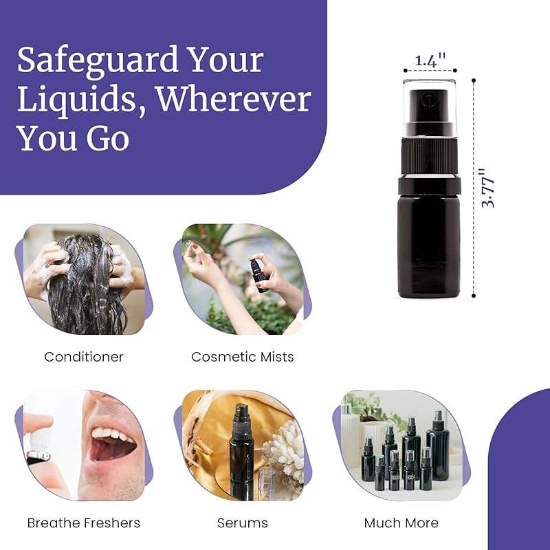 Infinity Jars 20 Ml (.67 fl oz) Black Ultraviolet Glass Fine Mist Spray Bottle Cleaning Products Refillable Containers Homemade Perfume Blends Room, Sprays Bath Beauty Hair, Screw Top Bottles 3-Pack - Image 2