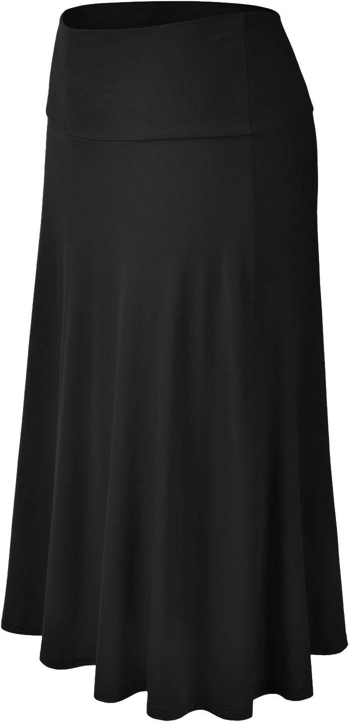 EIMIN Women's Solid Flared Lightweight Elastic Waist Classic Midi Skirt (S-3XL) - Image 2