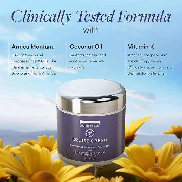 SKINTENSIVE Arnica Bruise Cream for Thin Skin – Vitamin K Cream for Bruises & Skin Discoloration, Moisturizing Arnica Cream for Seniors, Non-Greasy Formula, 4 Oz - Image 3