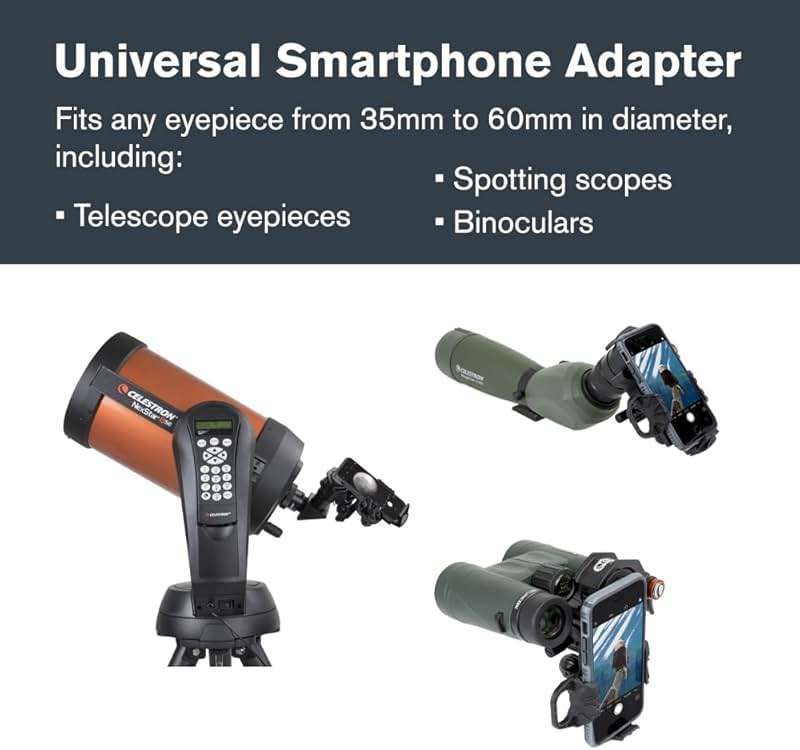 Celestron – NexYZ – Universal Smartphone Adapter for Telescope, Binoculars & Spotting Scopes – 3-Axis Precision Alignment – Capture Images & Video Through Your Optics – Compact and Travel-Friendly - Image 2