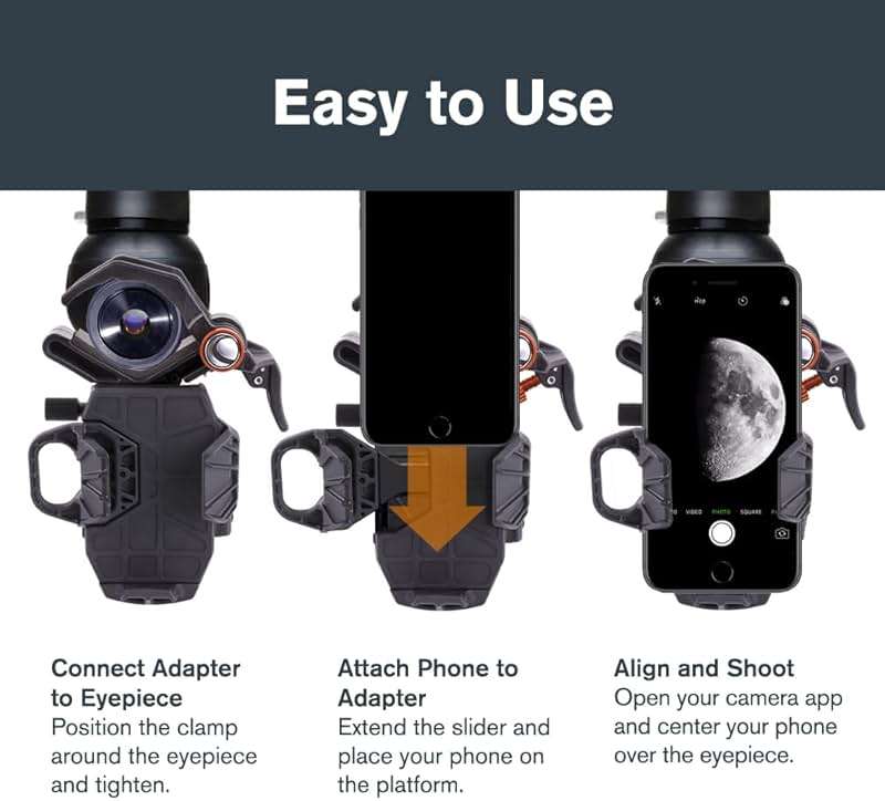 Celestron – NexYZ – Universal Smartphone Adapter for Telescope, Binoculars & Spotting Scopes – 3-Axis Precision Alignment – Capture Images & Video Through Your Optics – Compact and Travel-Friendly - Image 3