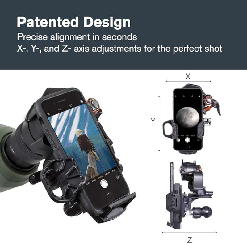 Celestron – NexYZ – Universal Smartphone Adapter for Telescope, Binoculars & Spotting Scopes – 3-Axis Precision Alignment – Capture Images & Video Through Your Optics – Compact and Travel-Friendly - Image 5