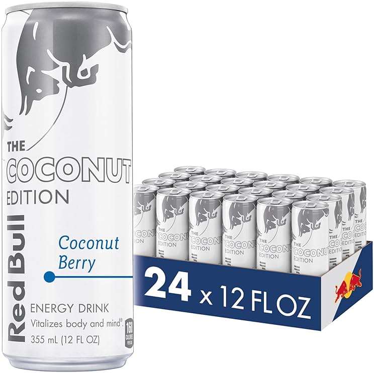 Red Bull Coconut Edition Energy Drink, Coconut Berry, with 114mg Caffeine plus Taurine & B Vitamins, 12 Fl Oz, Pack of 24 Cans - Image 1