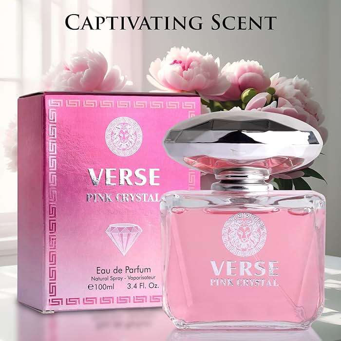 Verse Pink Crystal Eau De Parfum for Woman - Top Notes of Pomegranate, Yuzu & Iced Accord - Base Notes of Peony, Lotus, Magnolia, Amber, Musk & Mahogany - Floral & Fruity Scent - Elegant 100ml Bottle - Image 3