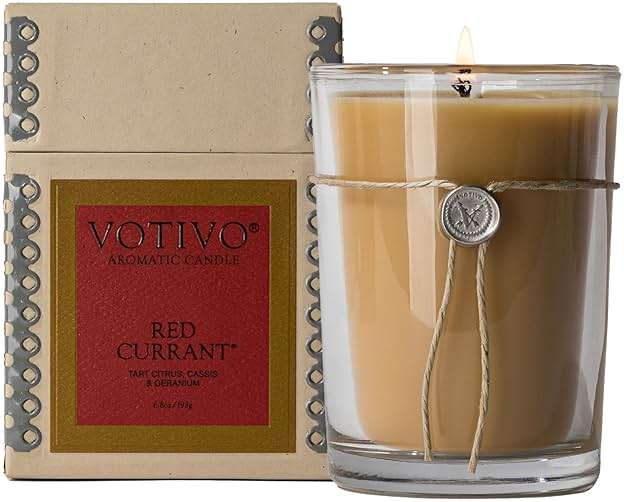Votivo Red Currant 6.8 oz Aromatic Candle | Soy Wax Blend | Luxury Glass Jar Scented Candle & Box | Candles for Home Scented | Long Burning & Highly Scented - Image 1
