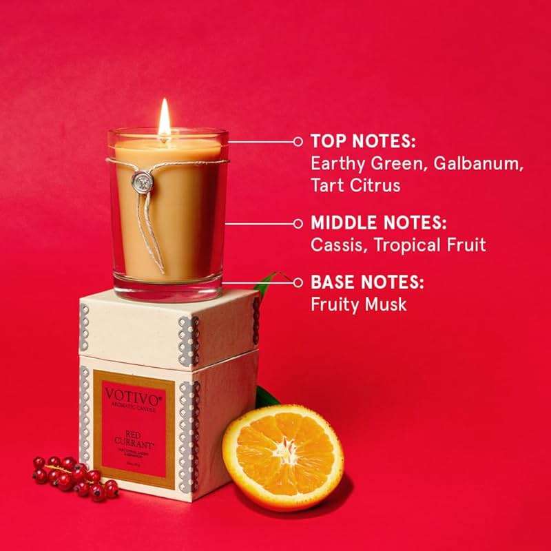 Votivo Red Currant 6.8 oz Aromatic Candle | Soy Wax Blend | Luxury Glass Jar Scented Candle & Box | Candles for Home Scented | Long Burning & Highly Scented - Image 2