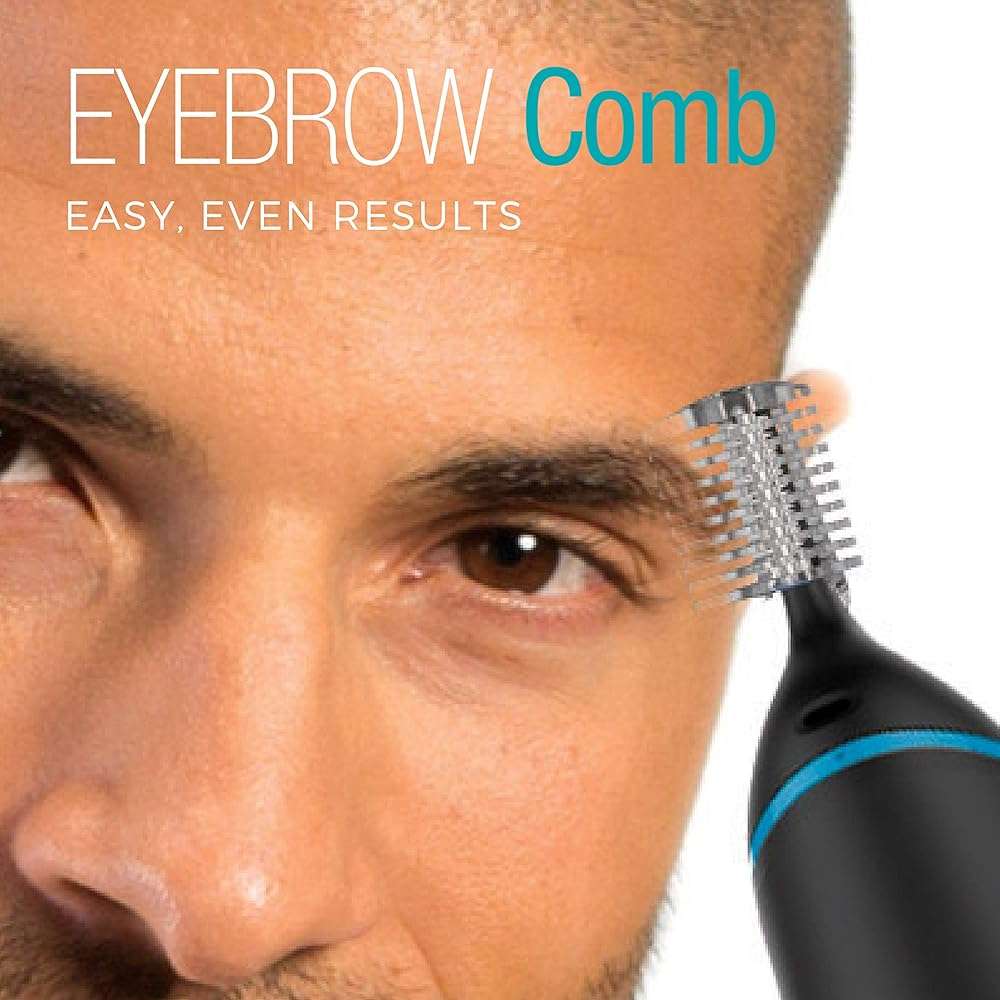 Remington Nose, Ear & Eyebrow Trimmer – Dual Edge Precision Blades, CLEANBoost Easy-Clean System, Waterproof Wet/Dry Groomer, Rotary + Detail Heads, Eyebrow Comb Included - Image 6