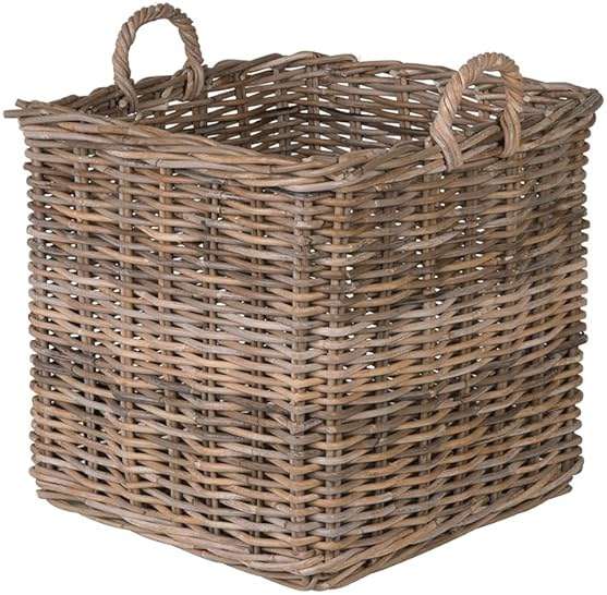Kouboo Kobo Square Rattan Decorative Storage Basket and Planter, Medium Size, Gray - Image 1