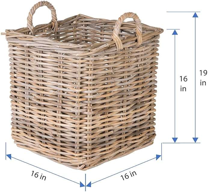 Kouboo Kobo Square Rattan Decorative Storage Basket and Planter, Medium Size, Gray - Image 3
