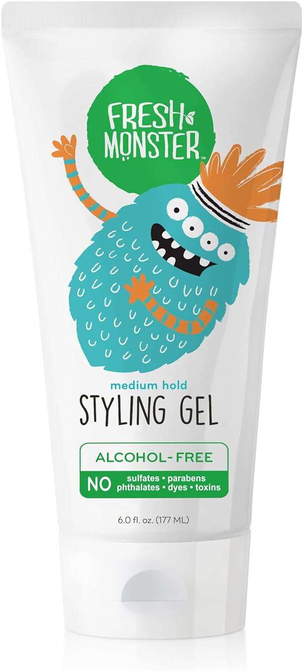 Fresh Monster Kids Hair Styling Gel, Medium Hold Alcohol-Free, Natural Hair Gel for Kids & Toddlers (6oz.) - Image 1