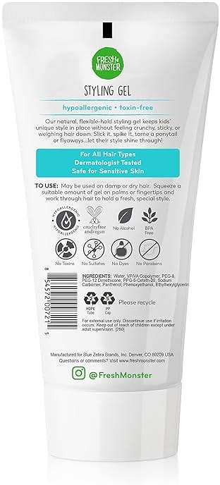 Fresh Monster Kids Hair Styling Gel, Medium Hold Alcohol-Free, Natural Hair Gel for Kids & Toddlers (6oz.) - Image 2