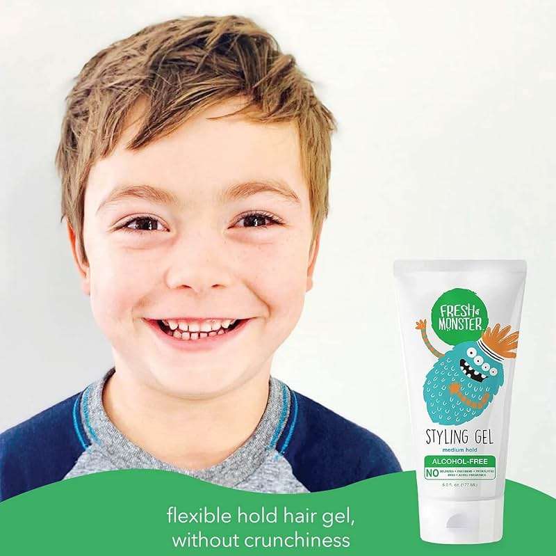 Fresh Monster Kids Hair Styling Gel, Medium Hold Alcohol-Free, Natural Hair Gel for Kids & Toddlers (6oz.) - Image 3