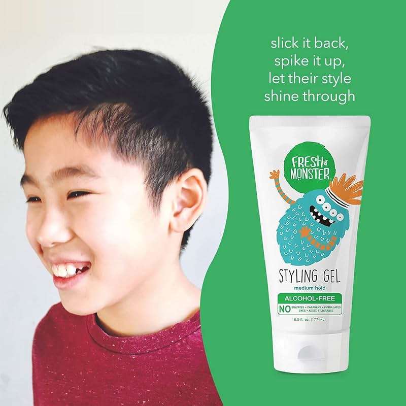Fresh Monster Kids Hair Styling Gel, Medium Hold Alcohol-Free, Natural Hair Gel for Kids & Toddlers (6oz.) - Image 5