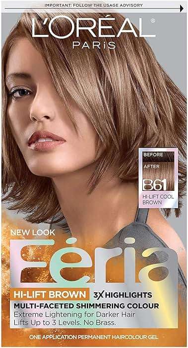 L'Oreal Paris Feria Multi-Faceted Shimmering Permanent Hair Color, B61 Downtown Brown (Hi-Lift Cool Brown), 1 Hair Dye Kit (Pack of 2) - Image 1
