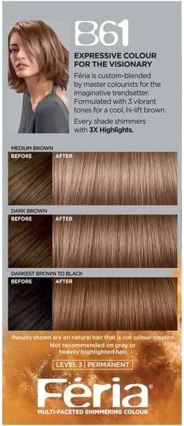 L'Oreal Paris Feria Multi-Faceted Shimmering Permanent Hair Color, B61 Downtown Brown (Hi-Lift Cool Brown), 1 Hair Dye Kit (Pack of 2) - Image 3