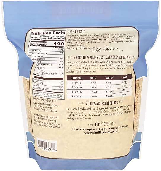 Bob's Red Mill Gluten Free Old Fashioned Rolled Oats, 32oz (Pack of 4) - Gluten Free, Non GMO, Whole Grain, Vegan, Kosher - Image 2