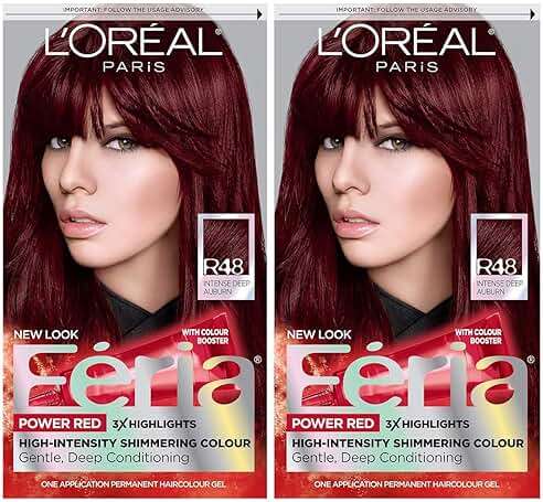 L'Oreal Paris Feria Multi-Faceted Shimmering Permanent Hair Color, R48 Intense Deep Auburn, Hair Dye Kit, Pack of 2 - Image 1