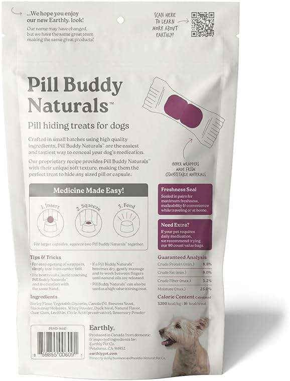 Presidio Earthly Pill Buddy Naturals - Duck (Chicken-Free) Pill Hiding Treats for Dogs - Pill Pocket for Any Size Medication - 30 Servings - Image 11